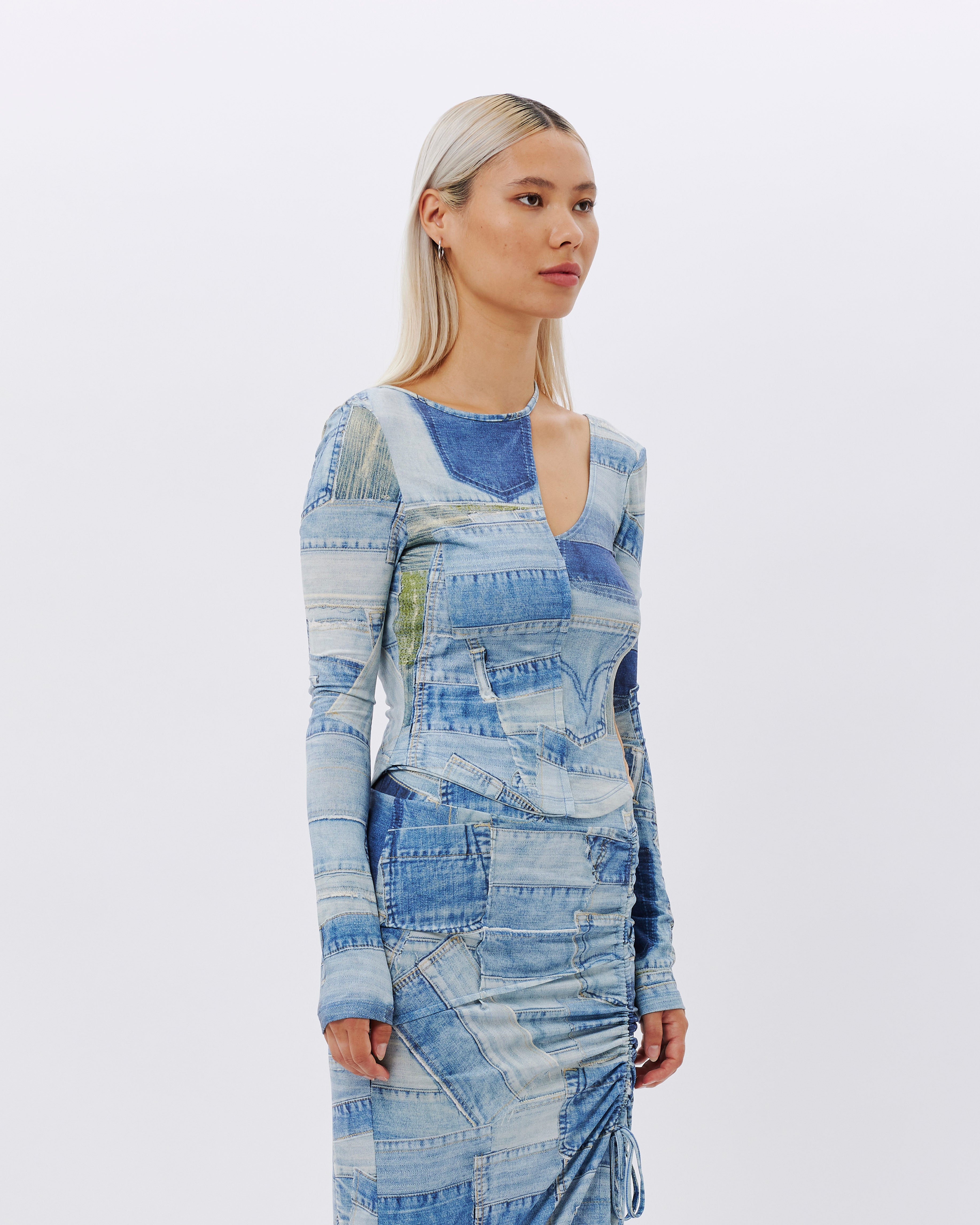 Andersson Bell Anja Patch Print Top BLUE atb993w-BLU