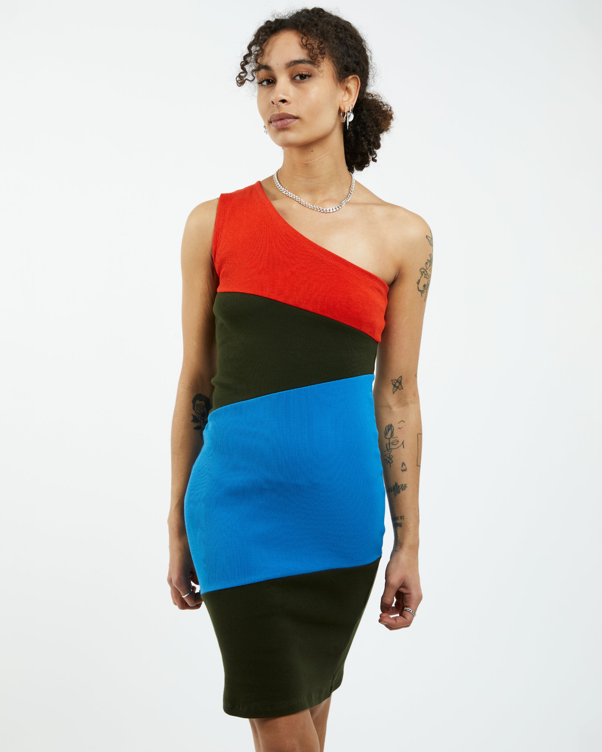 (DI)VISION One Strap Dress Red/Blue/Green 005SS22