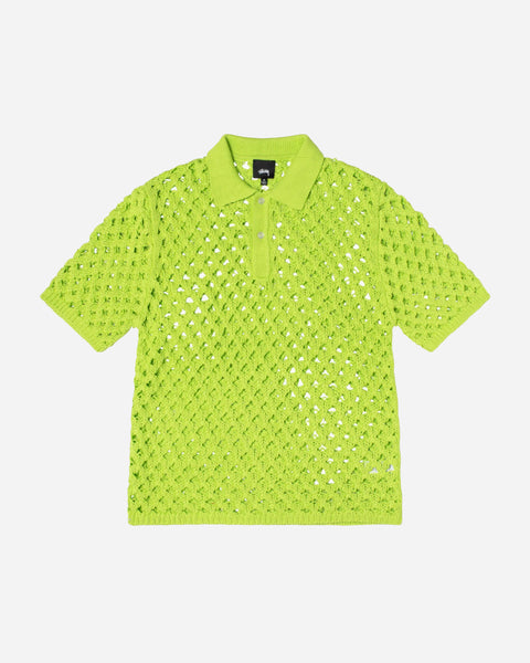 Stüssy Big Mesh Polo Sweater lime 117178-0412