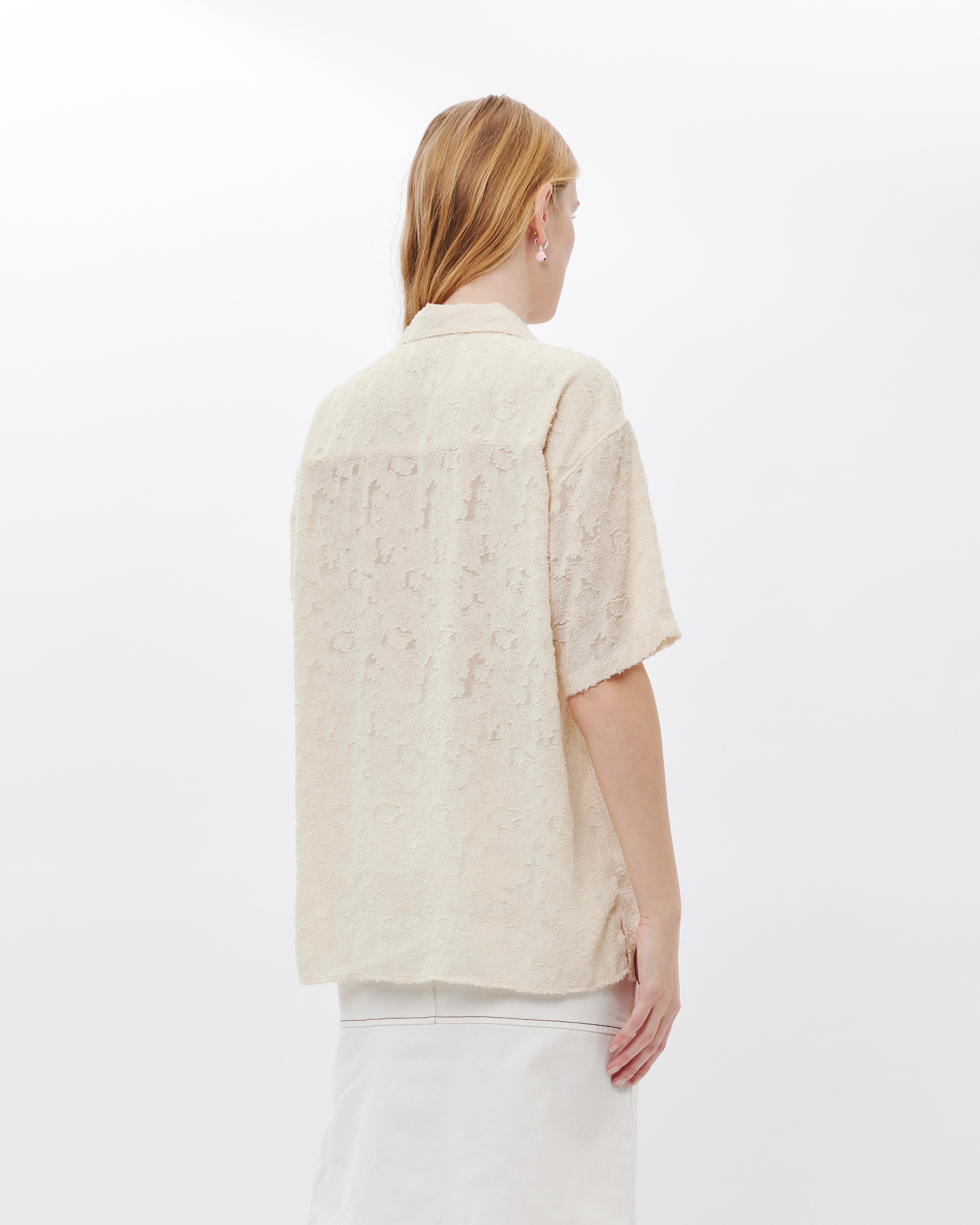 Andersson Bell Bali Sheer Open Collar Shirt ECRU atb843m-ECRU