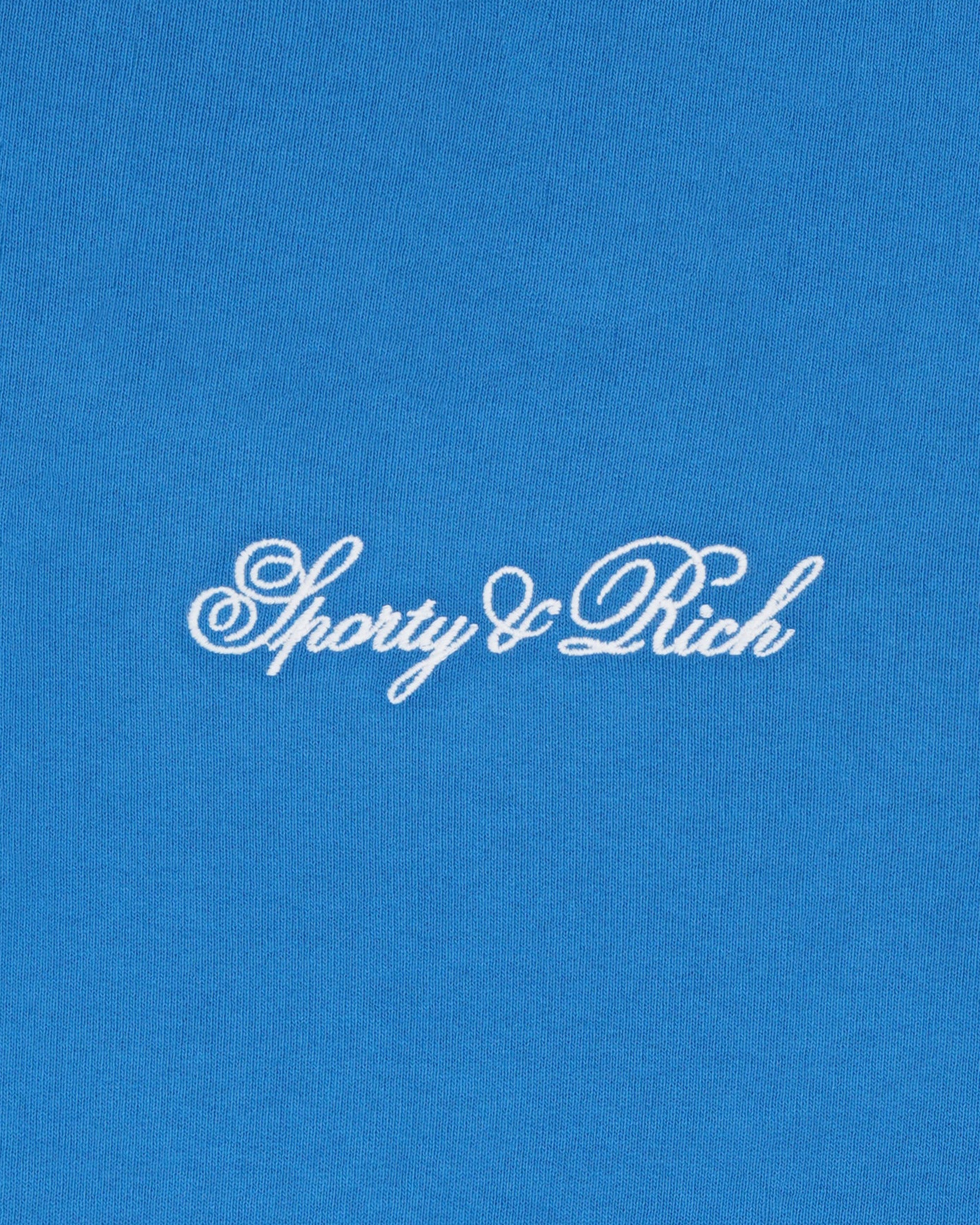 Sporty & Rich Cursive Logo Embroidered Polo Royal Blue PO851RB