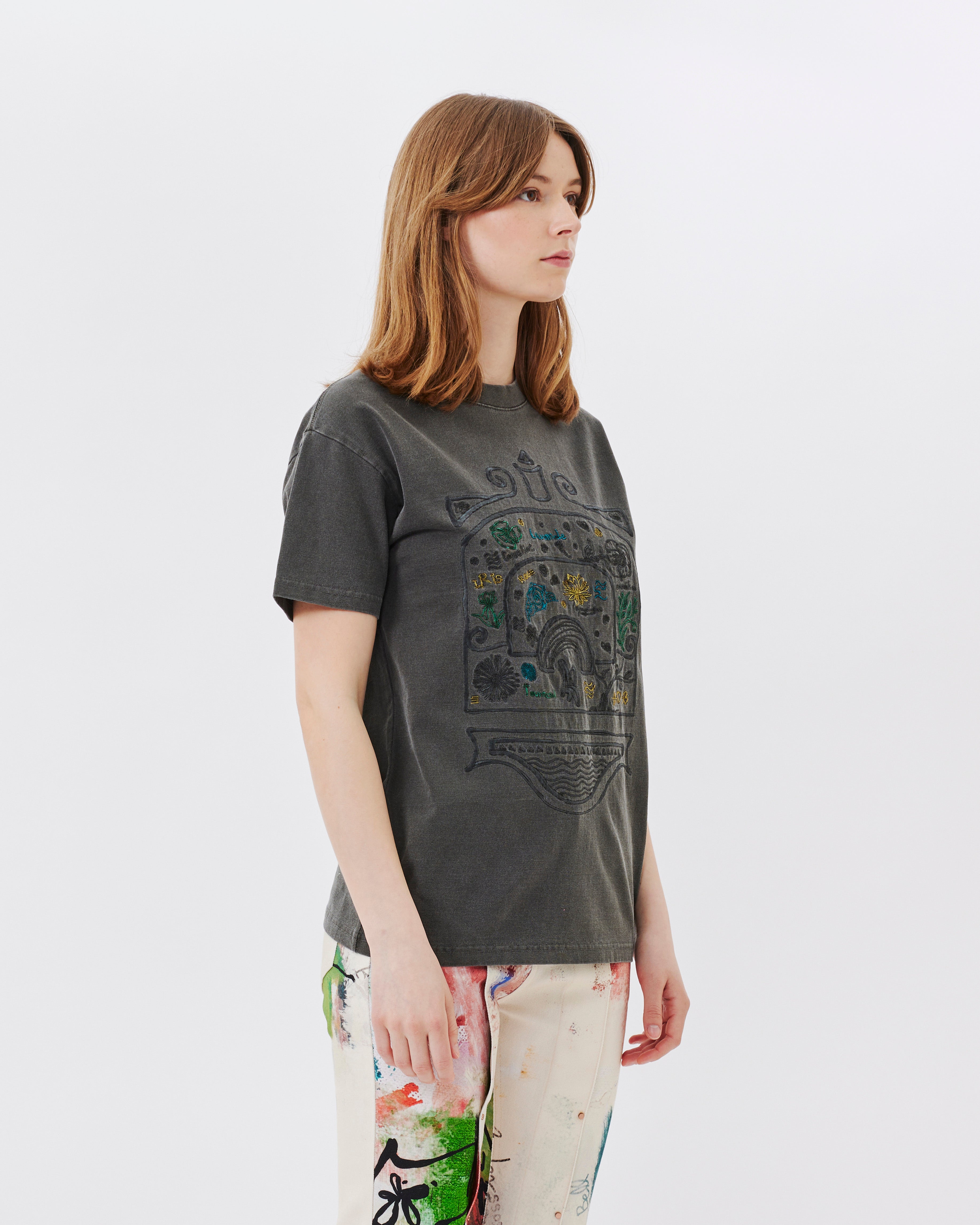 Andersson Bell Unisex Overdyed Flower Palace T-Shirt CHARCOAL atb971u