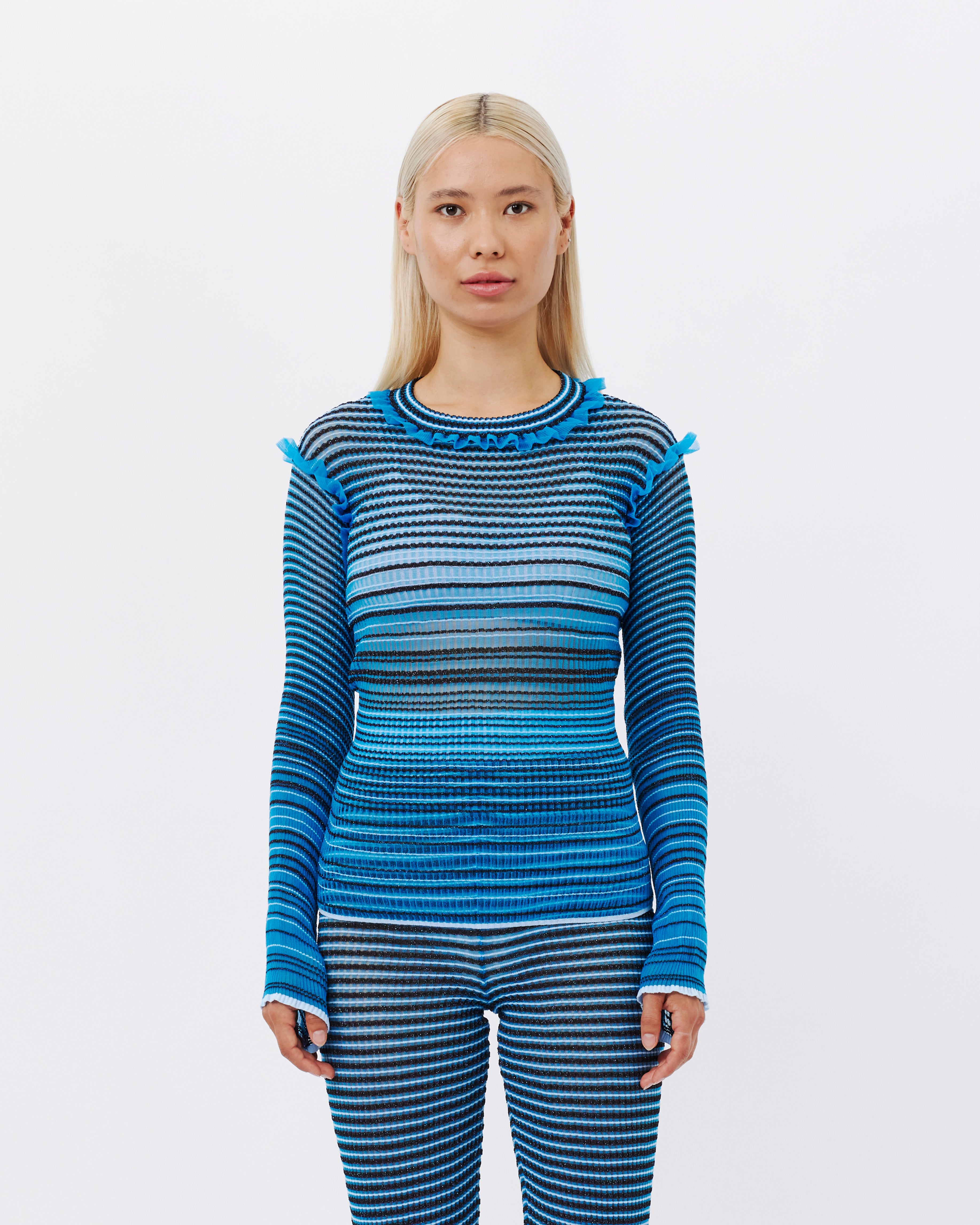 Nadia Wire Secret stripes jumper blue/brown 802-BLU