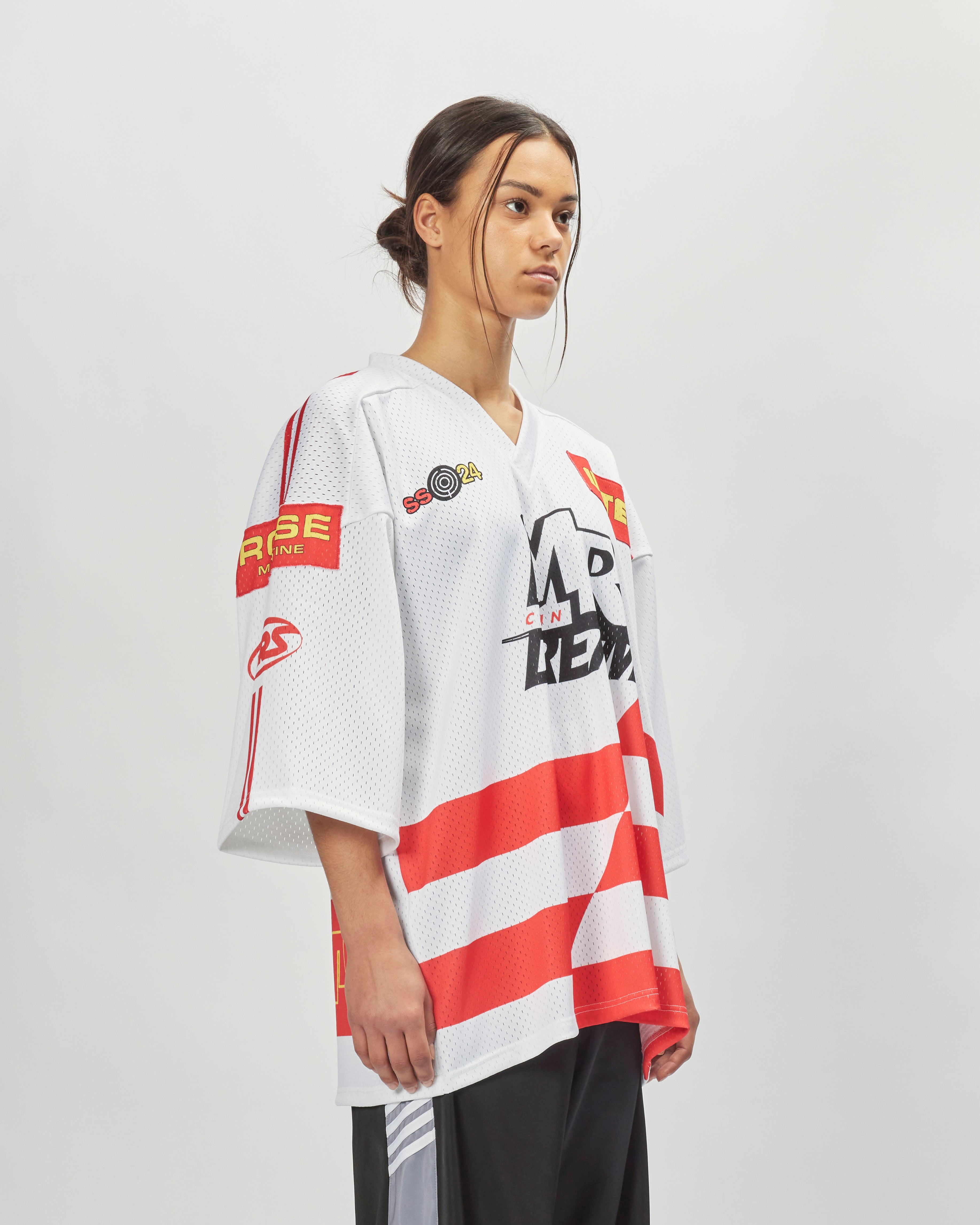 Martine Rose Oversized Football Top White / Red MRSS24129