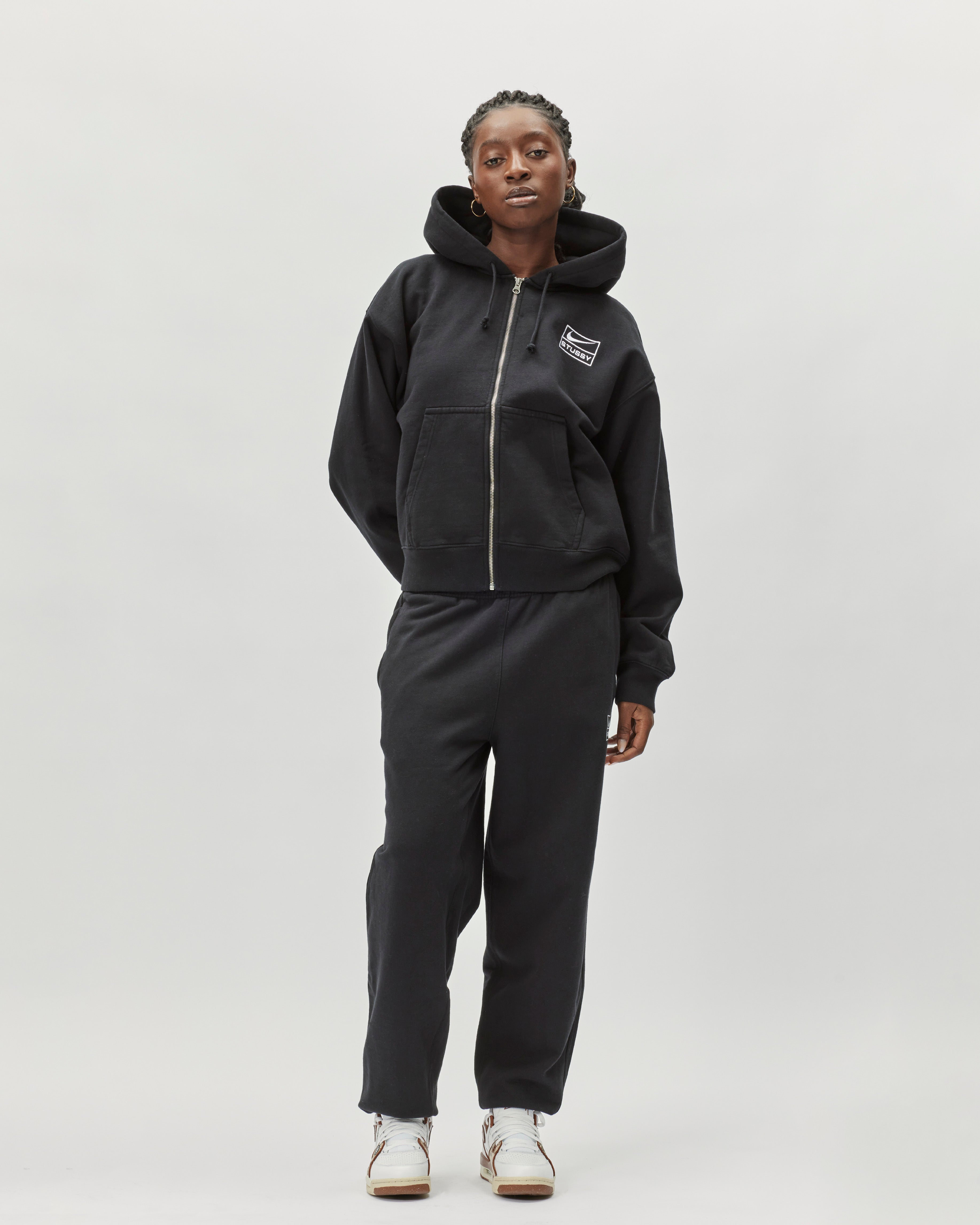 NIKE QS/TZ Nike x Stüssy Full-Zip Fleece Hoodie BLACK/WHITE FJ9175-010