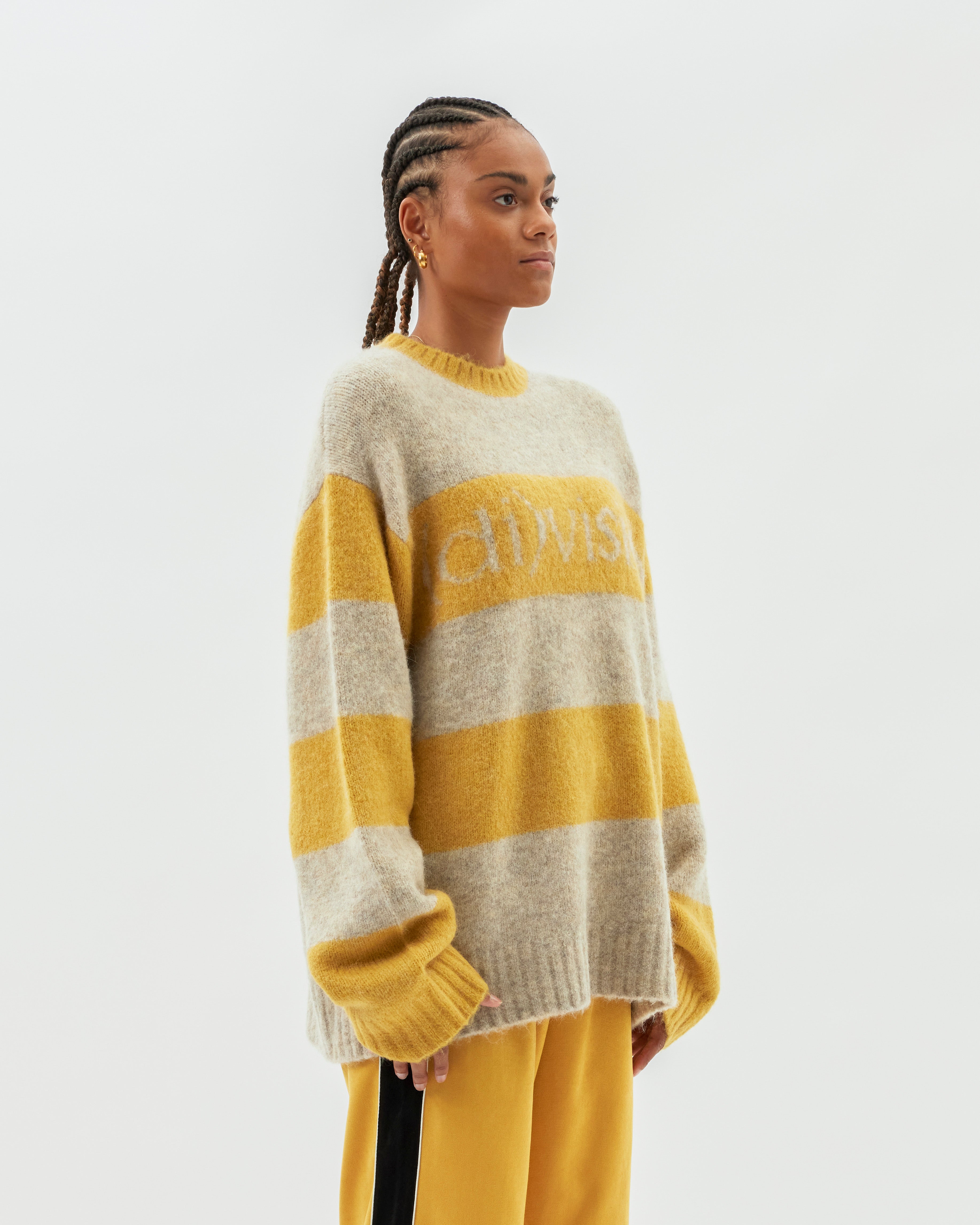 (di)vision Striped Logo Knit Sweater YELLOW / WHITE STRIPE 130002-3
